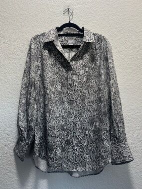 Chico's Black and White Snake-Print Blouse